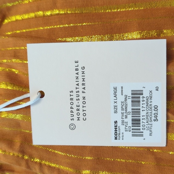 Lauren Conrad Ruffle V-Neck Dreamy Gold Top Size XL NWT MSRP $40 - Picture 6 of 6